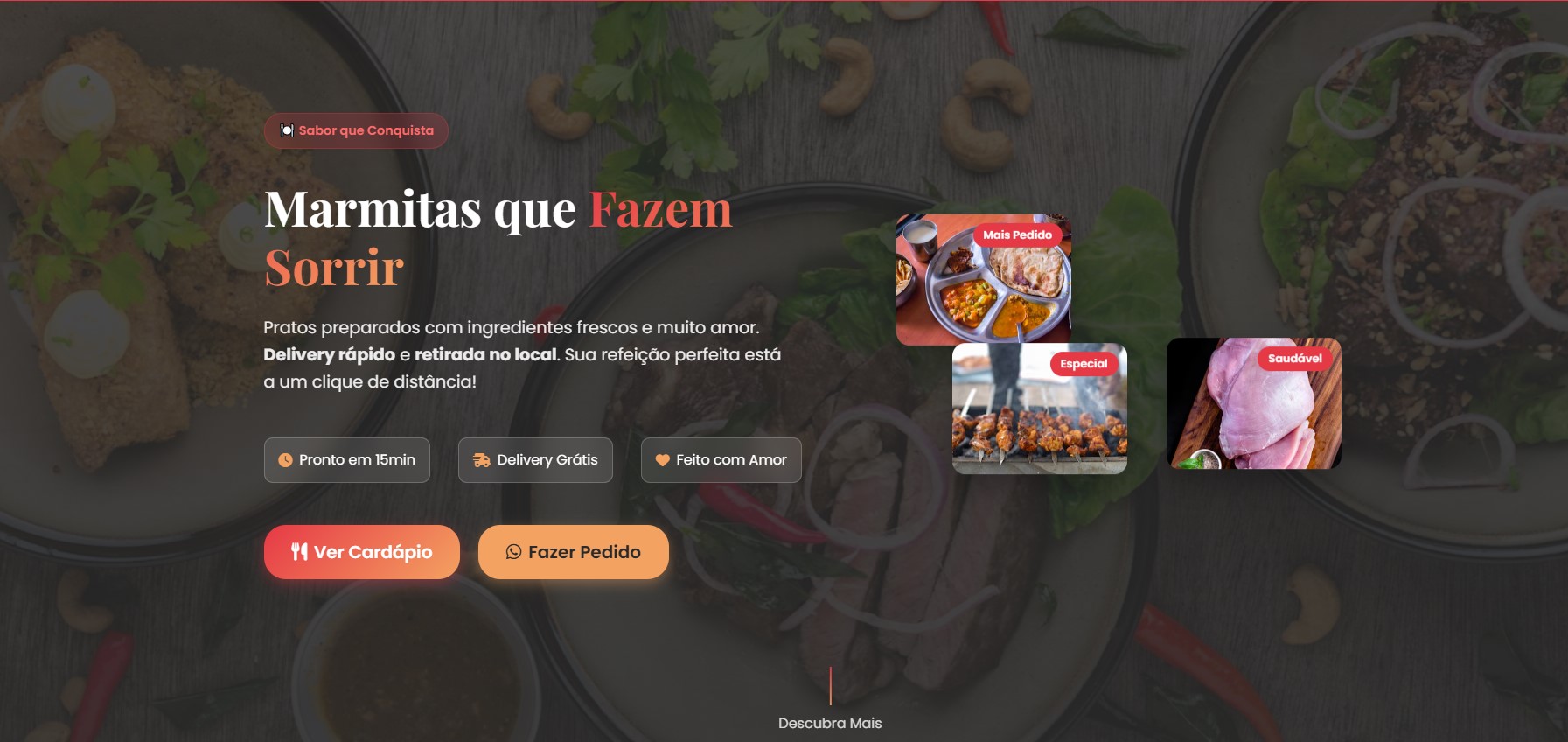 Landing Page de Marmitaria